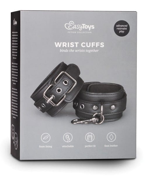 Easy Toys Faux Leather Handcuffs - Black Bondage Blindfolds & Restraints