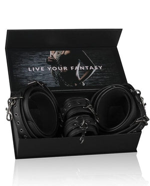 Easy Toys Thigh & Wrist Cuff Set - Black Bondage Blindfolds & Restraints