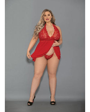 Euphoria Shorty Babydoll & Open Panty Red Queen Size Lingerie - Plus/queen - Packaged