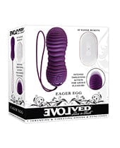 Evolved Eager Egg Vibrating & Thrusting Egg w/Remote - Purple Stimulators
