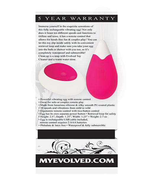 Evolved Remote Control Egg - Pink Stimulators