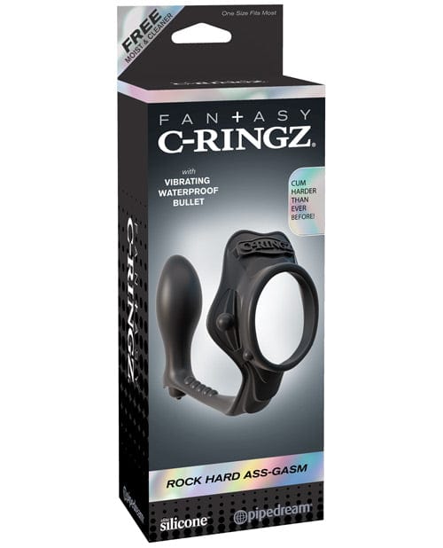 Fantasy C-Ringz Rock Hard Ass-Gasm Vibrating Ring - Black Penis Enhancement