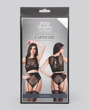 Fifty Shades of Grey Captivate Lacy Bra Set Black O/S Lingerie