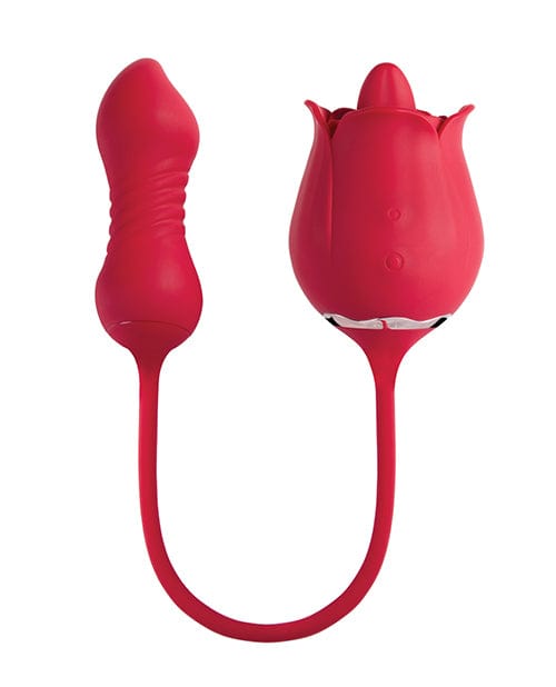 Fiona Plus Rose Clit Licking Stimulator & Thrusting Egg Red Stimulators