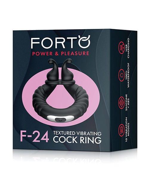 Forto F-24 Textured Vibrating Cock Ring Black Penis Enhancement