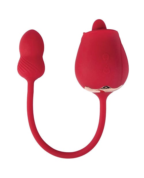 Fuchsia Rose Clit Licking Stimulator & Vibrating Egg - Red Stimulators