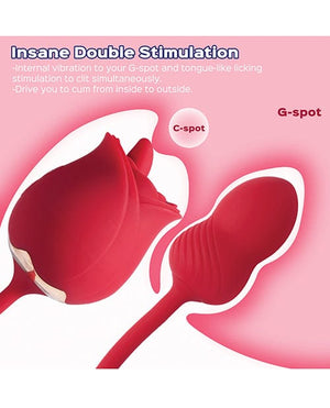 Fuchsia Rose Clit Licking Stimulator & Vibrating Egg - Red Stimulators