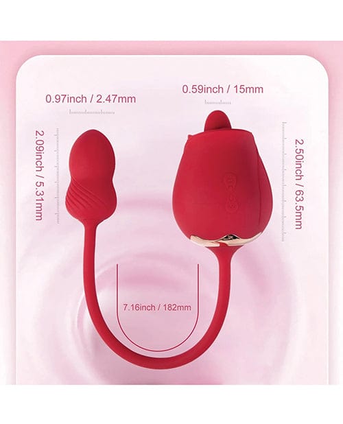 Fuchsia Rose Clit Licking Stimulator & Vibrating Egg - Red Stimulators