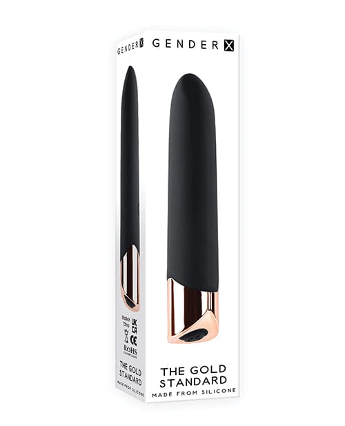 Gender X The Gold Standard Rechargeable Silicone Bullet - Black/Rose Gold Stimulators