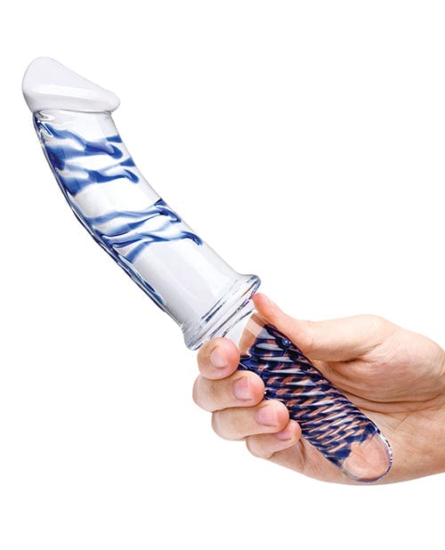 Glas 11" Realistic Double Ended Glass Dildo w/Handle - Blue Dongs & Dildos