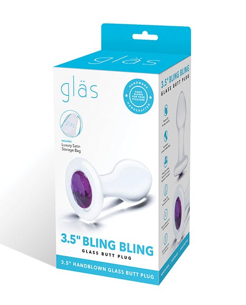 Glas 3.5" Bling Bling Glass Butt Plug - Clear Anal Products