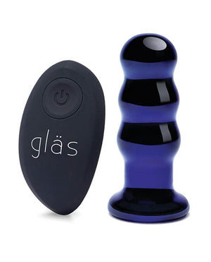 Glas 3.5" Rechargeable Vibrating Beaded Butt Plug - Blue Anal Products