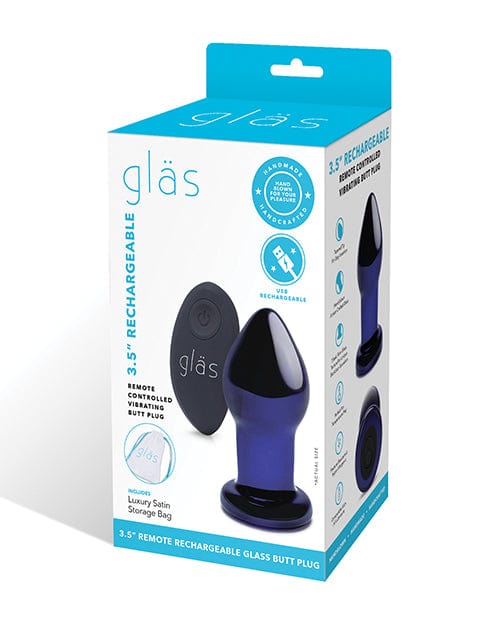Glas 3.5" Rechargeable Vibrating Butt Plug - Blue Anal Products