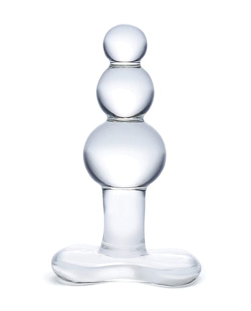 Glas 4" Beaded Glass Butt Plug w/Tapered Base - Clear Anal Products