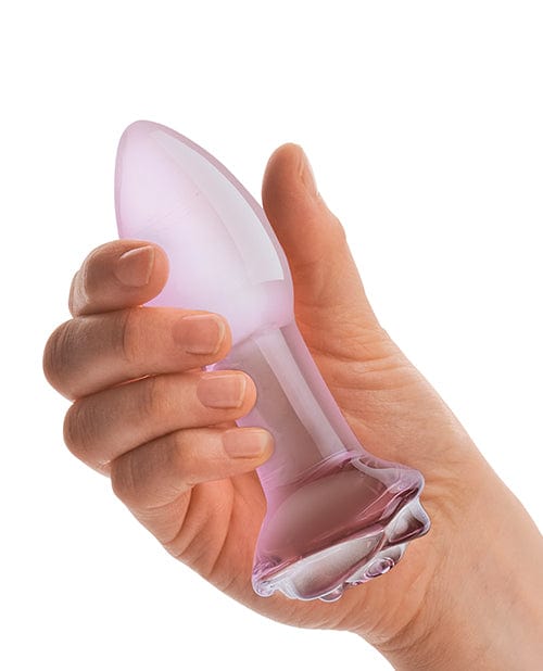Glas 5" Rosebud Glass Butt Plug - Pink Anal Products