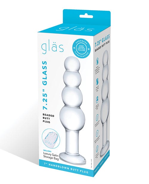 Glas 7.25" Glass Beaded Butt Plug - Clear Anal Products