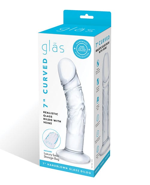 Glas 7" Realistic Curved Glass Dildo w/Veins - Clear Dongs & Dildos