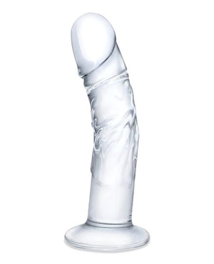 Glas 7" Realistic Curved Glass Dildo w/Veins - Clear Dongs & Dildos