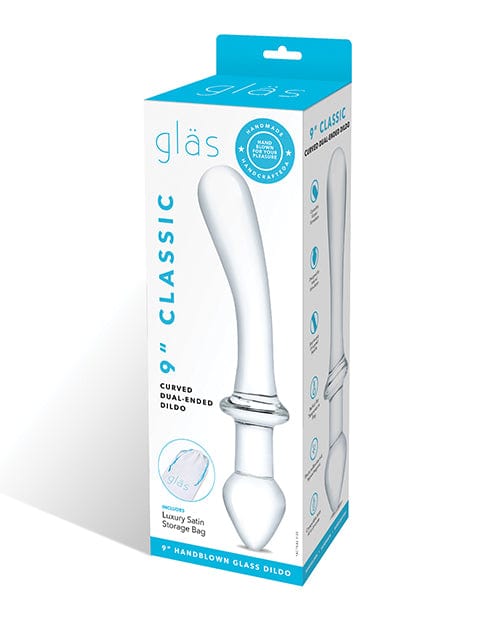 Glas 9" Classic Curved Dual Ended Dildo - Clear Dongs & Dildos
