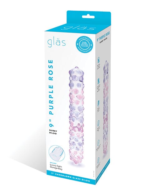 Glas 9" Purple Rose Nubby Glass Dildo - Purple/Pink Dongs & Dildos