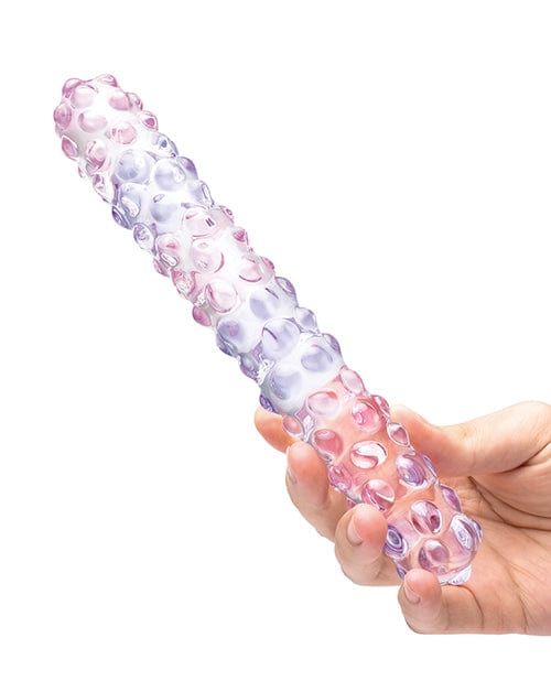 Glas 9" Purple Rose Nubby Glass Dildo - Purple/Pink Dongs & Dildos