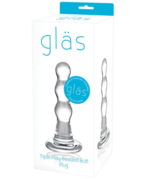 Glas Triple Play Beaded Butt Plug - Clear Anal Products