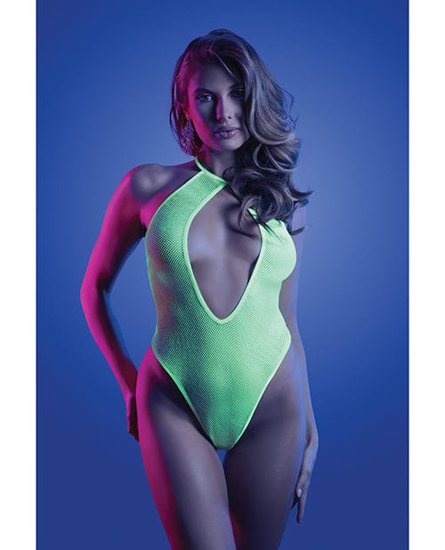 Glow Nocturnal Halter Teddy Neon Chartreuse Large/Extra Large Lingerie