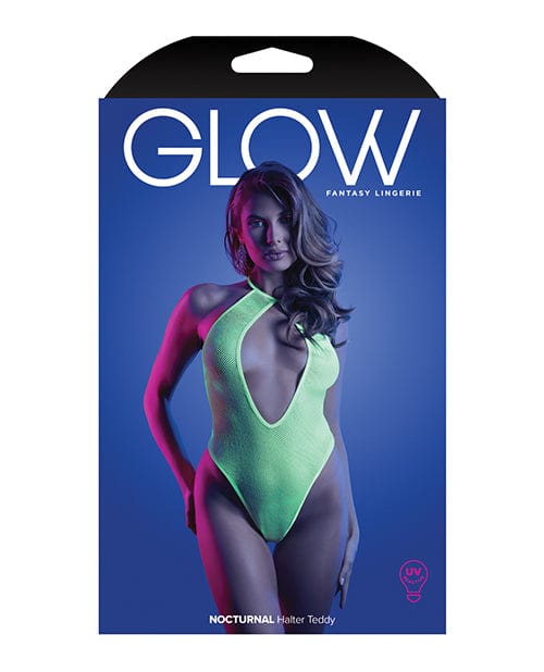 Glow Nocturnal Halter Teddy Neon Chartreuse Lingerie