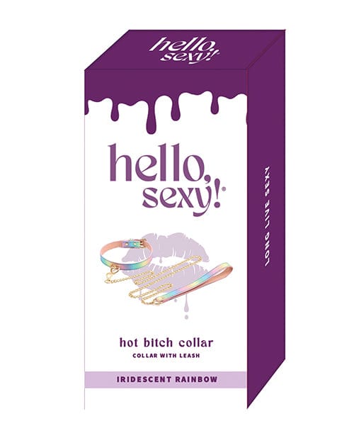 Hello Sexy! Hot Bitch Collar & Leash - Iridescent Rainbow Bondage Blindfolds & Restraints