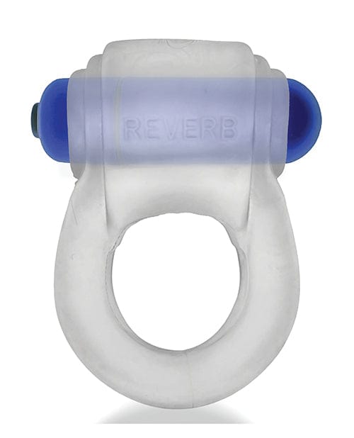 Hunkyjunk Revring Cock Ring W/vibe - Vibe Clear W/blue Penis Enhancement