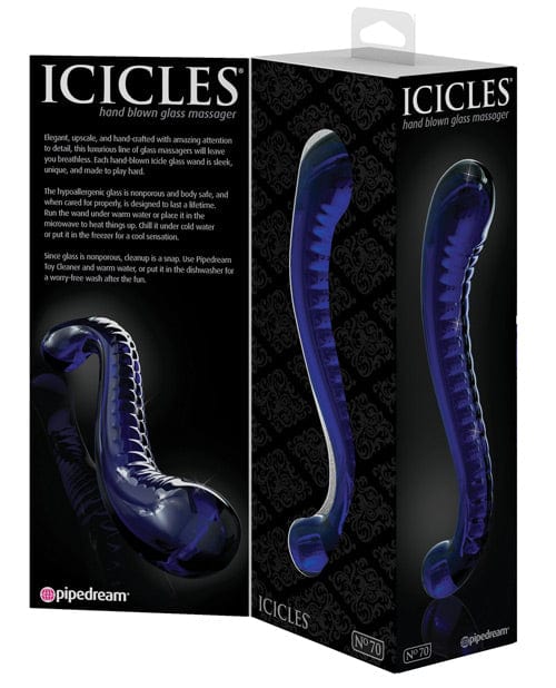 Icicles Hand Blown Glass G-spot Dildo - Pink Purple / 70 Dongs & Dildos