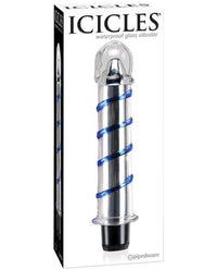 GPT Here's the product listing for the Icicles No. 20 Hand Blown Glass Vibrator in Clear with Blue Swirls, formatted in the requested style:  Icicles No. 20 Hand Blown Glass Vibrator - Clear w/Blue Swirls: Luxurious Sensation Meets Artistic Design