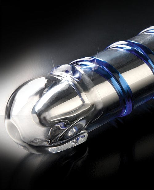 Icicles No. 20 Hand Blown Glass Vibrator Waterproof - Clear w/Blue Swirls Dongs & Dildos