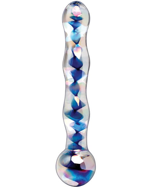 Icicles No. 8 Hand Blown Glass Massager - Clear w/Inside Blue Swirls Dongs & Dildos