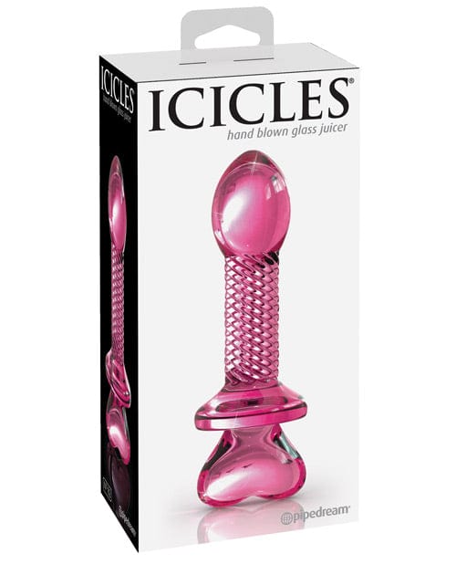 Icicles No. 82 Hand Blown Glass Butt Plug - Ribbed/Pink Anal Products