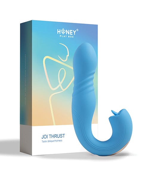 Joi App Controlled Thrusting G-Spot Vibrator & Clit Licker - Blue Stimulators