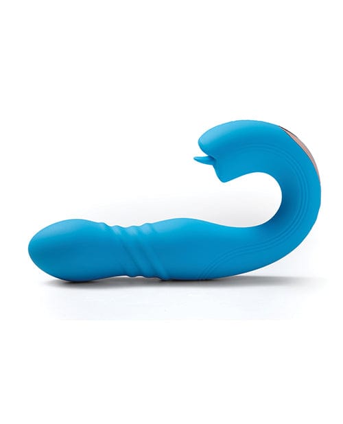 Joi App Controlled Thrusting G-Spot Vibrator & Clit Licker - Blue Stimulators