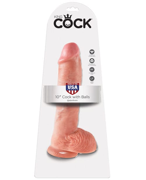 "King Cock 10"" Cock W/balls" Flesh Dongs & Dildos