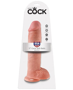 "King Cock 11"" Cock W/balls" Flesh Dongs & Dildos