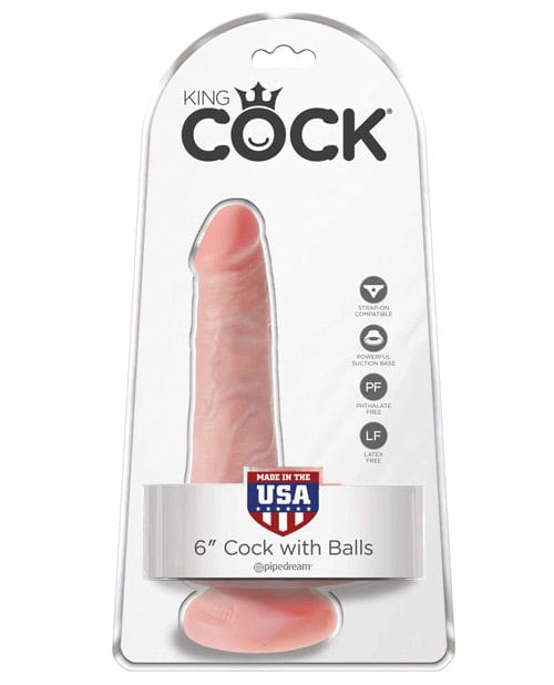 "King Cock 6"" Cock W/balls" Flesh Dongs & Dildos