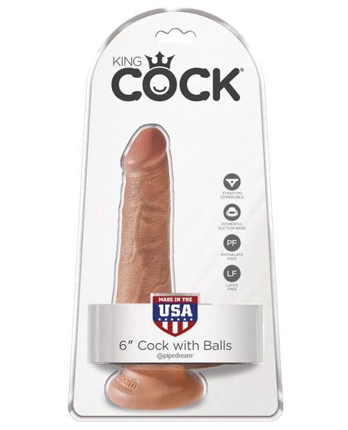 "King Cock 6"" Cock W/balls" Tan Dongs & Dildos