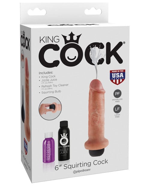 "King Cock 6"" Squirting Cock" Flesh Dongs & Dildos