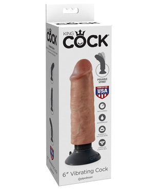 "King Cock 6"" Vibrating Cock" Tan / 6" Vibrators