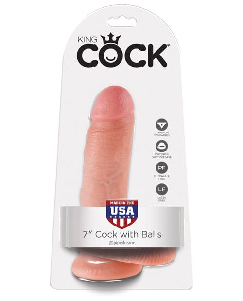 "King Cock 7"" Cock W/balls" Flesh Dongs & Dildos