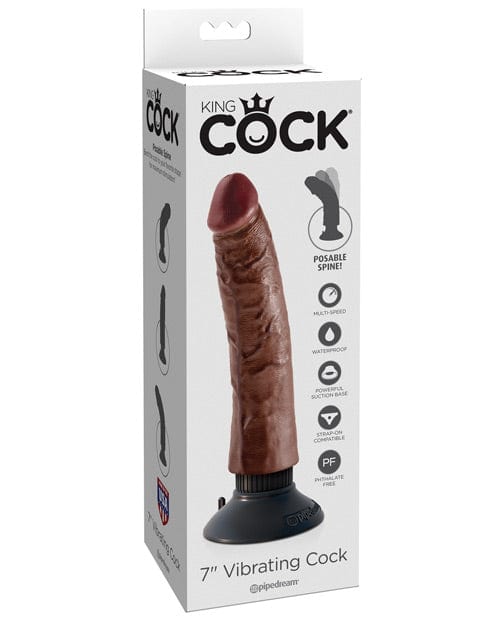 "King Cock 7"" Vibrating Cock" Brown Dongs & Dildos
