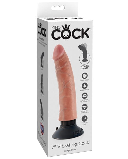 "King Cock 7"" Vibrating Cock" Flesh Dongs & Dildos