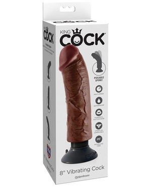 "King Cock 8"" Vibrating Cock" Brown Dongs & Dildos