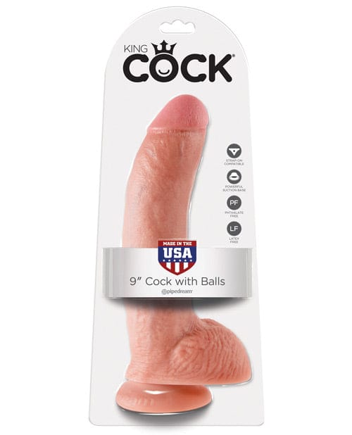 "King Cock 9"" Cock W/balls" Flesh Dongs & Dildos