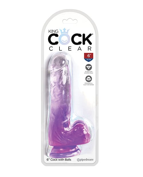 King Cock Clear Cock W/balls Purple / 6" Dongs & Dildos