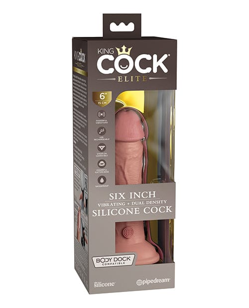 King Cock Elite 6" Dual Density Vibrating Silicone Cock Light Vibrators